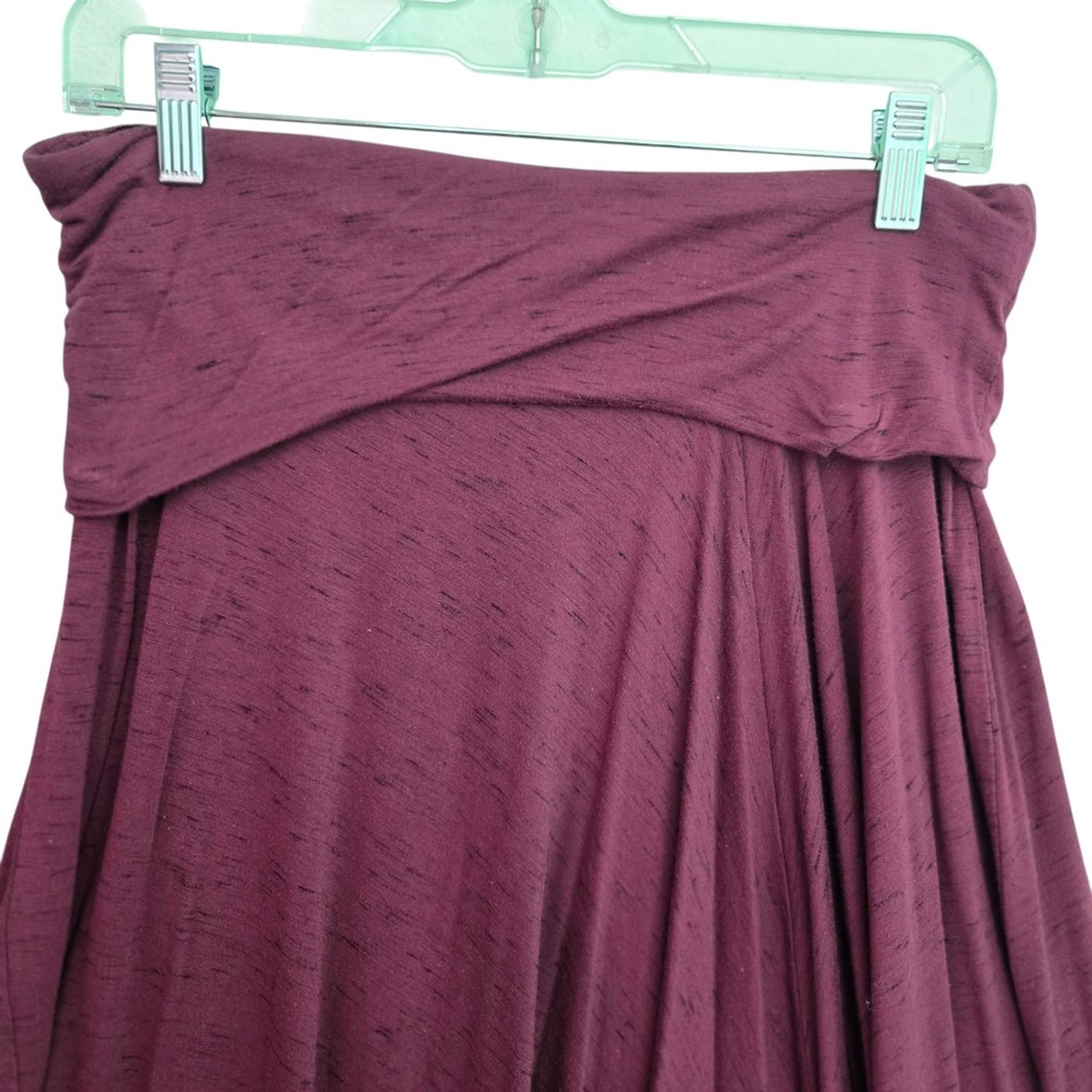 Max Studio Burgundy Slub Knit High-Low Skirt Boho Earthy Flowy Casual Womens M - Picture 2 of 8